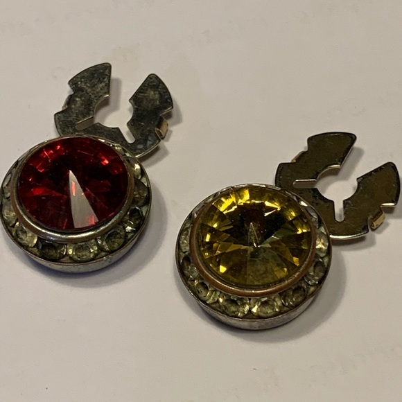 Vintage Button Covers Jewelry with Rhinestones - Picture 2 of 6